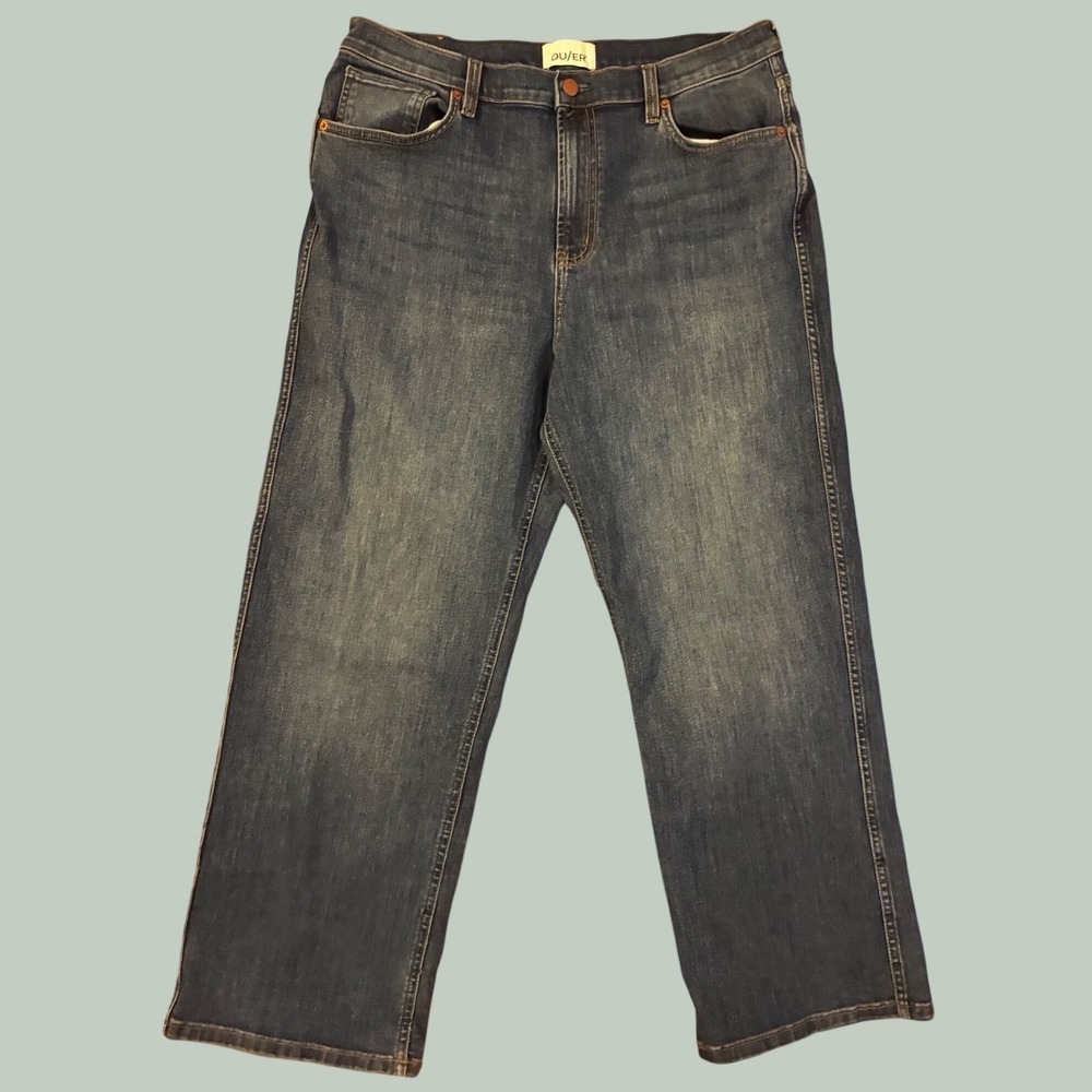 DU/ER Pimlico Performance‎ Wide Leg Jeans Blue Denim 33x28 Mens Cropped Skater